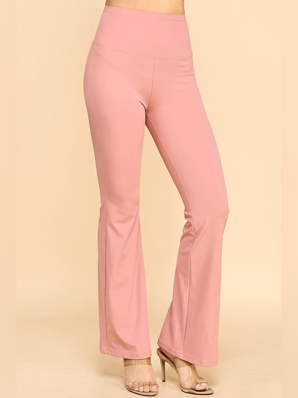 Leggings “JD-2146 HIGH Waisted Flare  Pants Dusty Rose Size-L/XL-STRECH